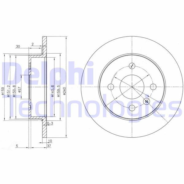FREN DISKI ARKA ASTRA G 1.6 16V-2.0DI-1.4 16V-1.6 16V 02/98->1.7TD 98-08/00->1.7 TDI 16V 02/00->AST - DELPHI - OEM 9196587