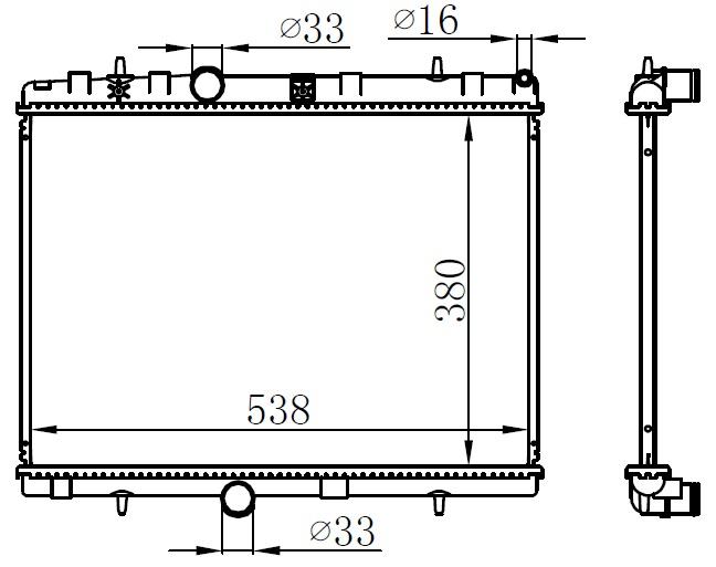 MOTOR SU RADYATORU BRAZING P301-P307-P407-C4-C5- C ELYSEE-BERLINGO-PARTNER 1.6-1.8-2.0 HDI MANUEL SANZUMAN  538×380X22 *** - ORIS - OEM 96455874