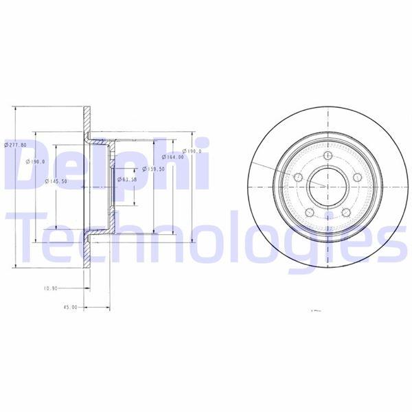 FREN DISKI ARKA (5D 278MM) CONNECT 02- - DELPHI - OEM 4367108