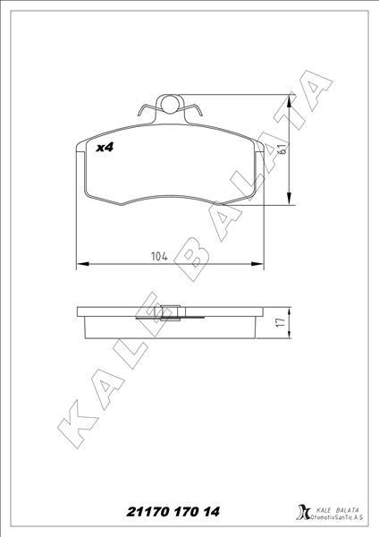 BALATA ÖN SAMARA-FORMA-VEGA 00- - KALE - OEM 21083501089