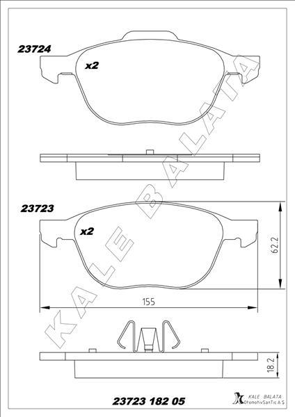 ÖN BALATA FOCUS 04>18) CMAX 07>19 KUGA I -II 08>14 VOLVO V40 19> C30 06>12 S70 08>13S40 04>12 V50 04>12 MAZDA 3 03>09 5 05>09 - KALE - OEM AV6J2K021AA