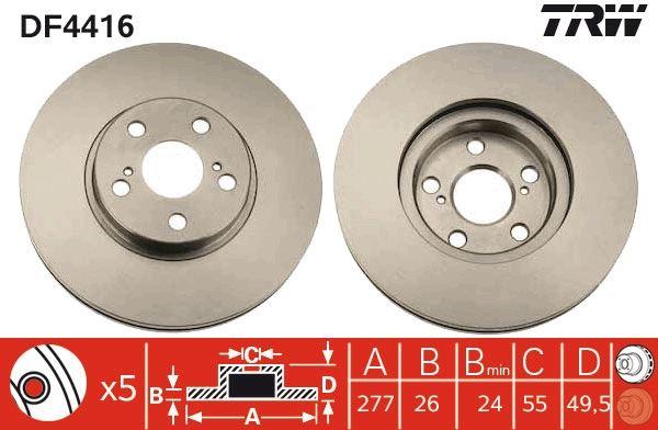 ON FREN DISKI AYNASI HAVALI AVENSIS 03>08 277×5 - TRW - OEM 4351205040