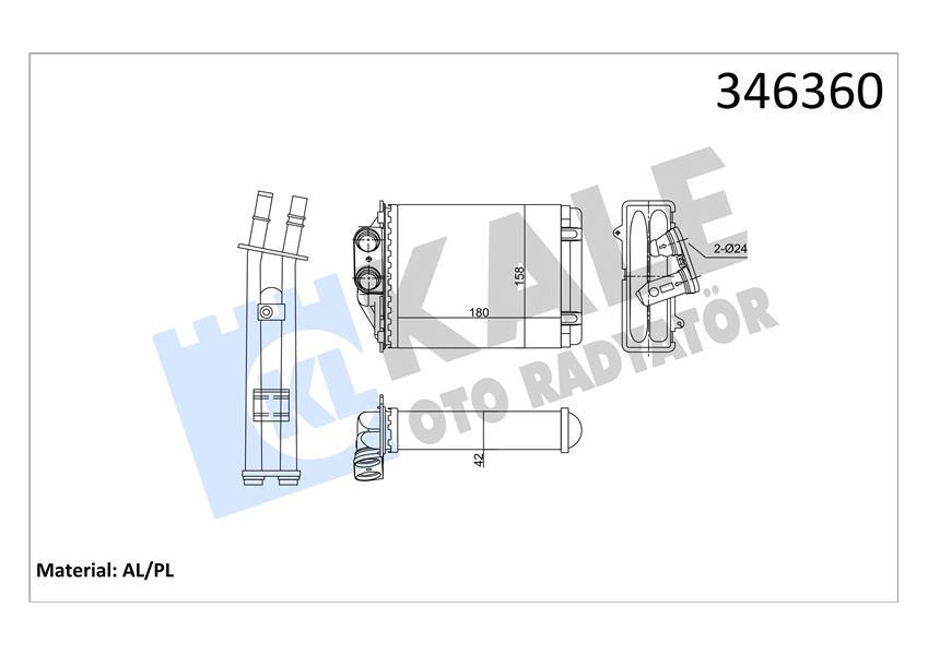KALORİFER RADYATÖRÜ FIAT 500-500C-PANDA - KALE - OEM 77364840