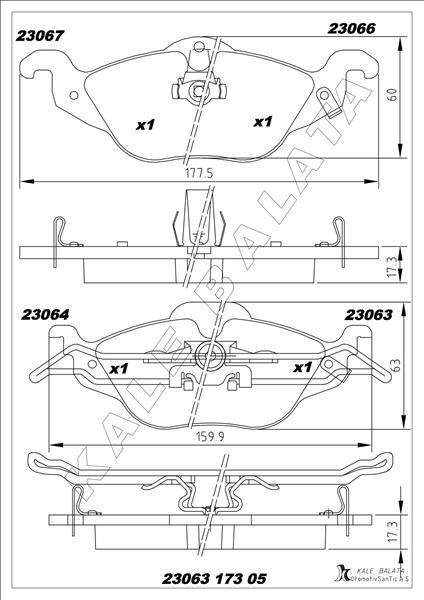 ÖN FREN BALATASI ASTRA G 1.2-1.4-1.6-1.7D-1.8-2.0D (98-05) ZAFIRA 1.8-2.0D 16V (98-05) - KALE - OEM 1605034