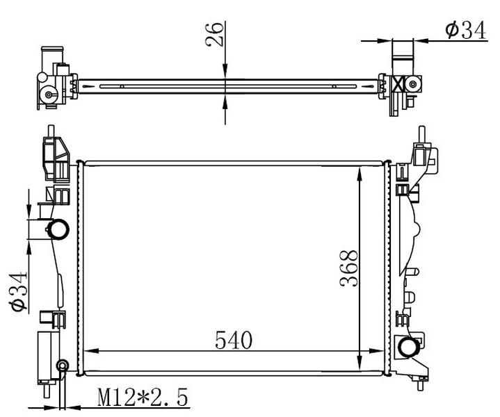 RADYATOR MEKANIK OPEL CORSA D 1.2 1.4 540×377X23 *** - ORIS - OEM 13399870