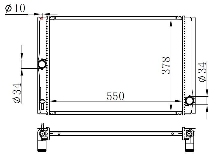 MOTOR SU RADYATORU BRAZING COROLLA D4D 07-> 550×370X16 MANUEL SANZUMAN *** - ORIS - OEM 164000N060