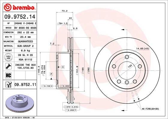 FREN DISKI ON BMW E81 E82 E87 E88 E90 - BREMBO - OEM 34116854997