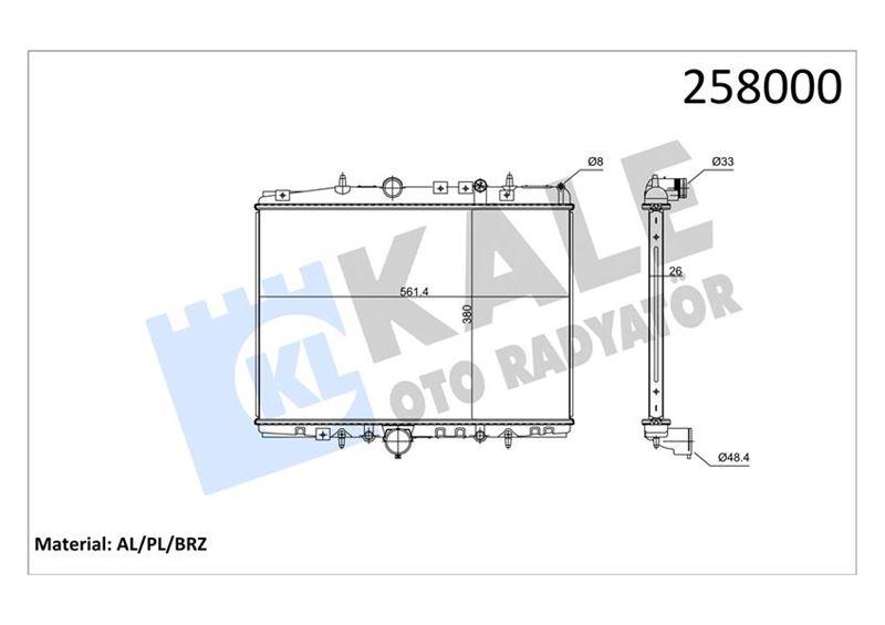 SU RADYATORU 380×560X26 BRAZING PEUGEOT P406 II 607 - CITROEN C5 2.0HDI 2.0I 16V 99 04 MT AC/NAC - KALE - OEM 133063