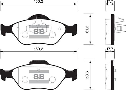 ÖN BALATA FIESTA 1.4TDCİ ABSLİ 00=> FUSION 02=> MAZDA 121 96=> MAZDA 2 03> - SANGSIN - OEM TAMT2K021FSTL