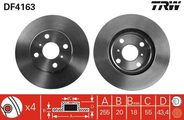 ON FREN DISKI AYNASI HAVALI YARIS D4 D 06>11 255×4 - TRW - OEM 4351252090