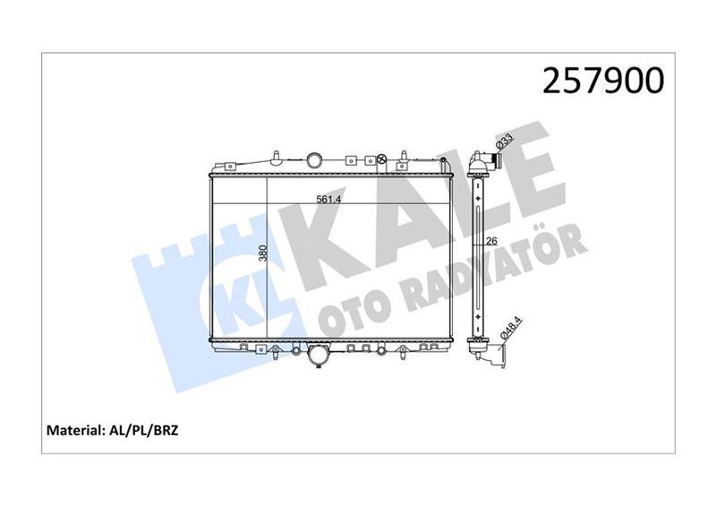 SU RADYATORU 380×560X26 BRAZING PEUGEOT P406 II P607 2.0I 16V AT/MT AC/NAC 99 05 - KALE - OEM 133054