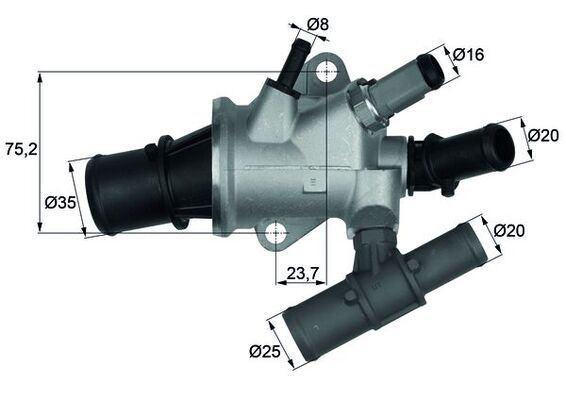 TERMOSTAT (88C) DOBLO-STILO-MAREA-BRAVO-BRAVA-147-156-166-LYBRA 1.9JTD (MUSURLU) - MAHLE - OEM 46785392