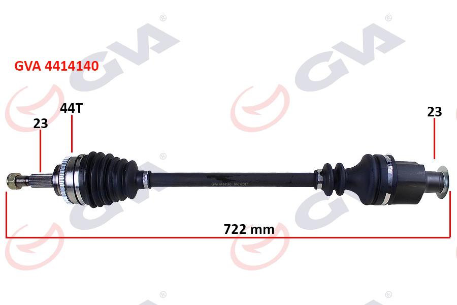 KOMPLE AKS SAĞ CLIO 2-KANGOO 2 1.5 DCI 02> ABS`Lİ (724mm) (44DİŞ) Kalın Freze - GVA - OEM 8200626032