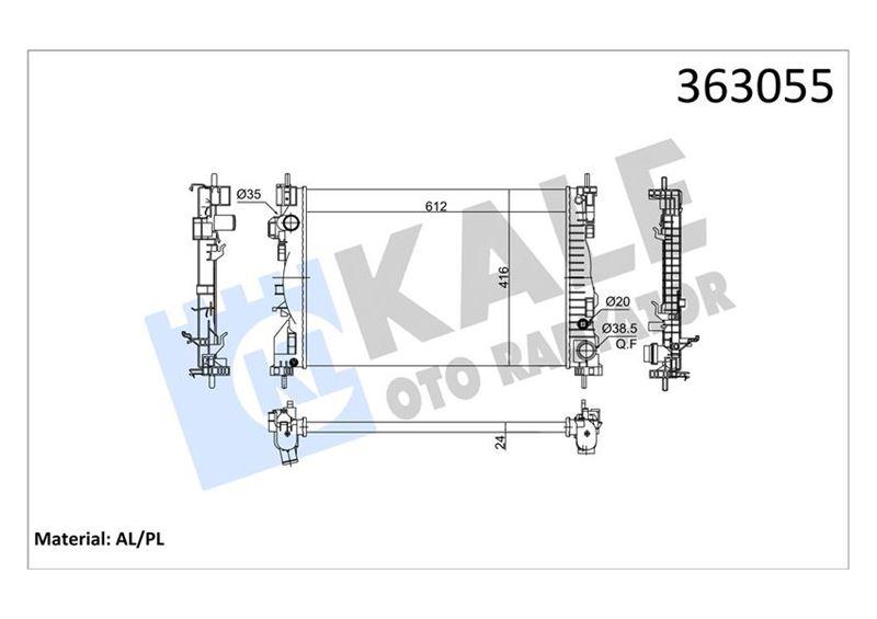 RADYATOR ALFA ROMEO GIULIETTA (940) 1.4 TB 10> AC (MT) [MEKANIK] [612X416X24] - KALE RADYATOR - OEM 50514472