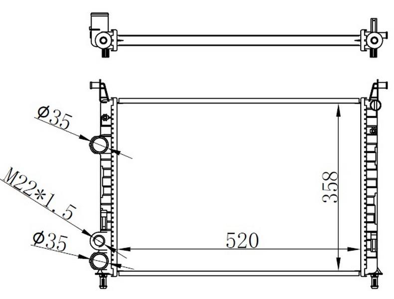 RADYATÖR BRAZİNG PALIO 1.2-1.4i 05=> (AC+/-) (MEK) (520x358x22) - ORIS - OEM 51791365