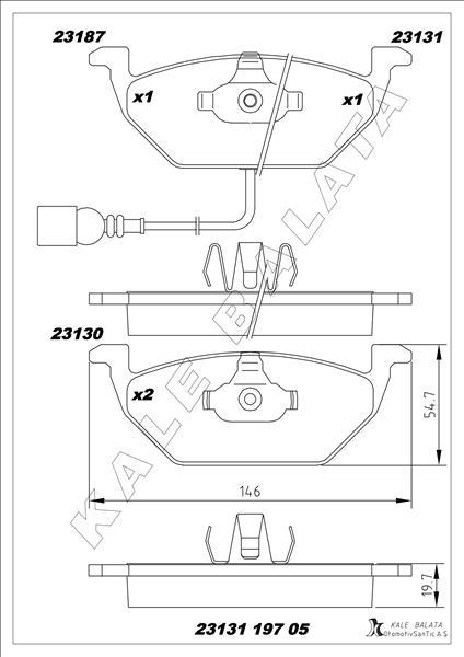 ÖN BALATA FİŞLİ KÜÇÜK GOLF4-GOLF5-JETTA-BORA-POLO-A3-LEON 97=> - KALE - OEM 1J0698151A