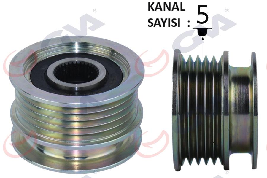 ALTERNATÖR KASNAĞI (RULMANLI) MEGANE-CLIO II-KANGOO-TWNG-SYMBOL II (01-) (5 KANALLI) (K9K-K4M) - GVA - OEM 8200113636