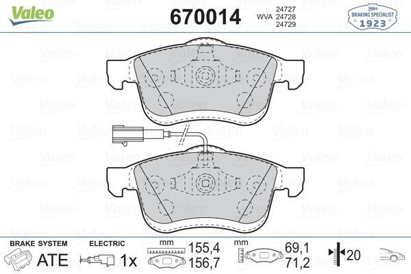 ÖN BALATA FIAT DOBLO III 10> OPEL COMBO 12> 1.3D MTJ 1.4 1.6D MTJ 2.0D MTJ (TEK FİŞLİ) - VALEO - OEM 77364929