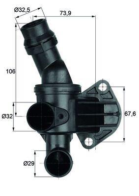 TERMOSTAT (80 ºC) AUDI A1 12- A3 TT SEAT LEON 07- VOLKSWAGEN GOLF V VI SCIROCCO 09- - MAHLE TERMOSTAT - OEM 06F121111H