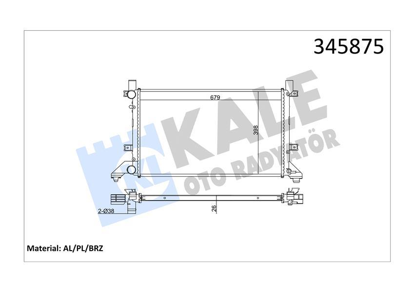 RADYATÖR LT28-35-LT28-46 2.5TDI-2.8TDI (AC+KLİMASIZ+MEK) (679x399x26) (AL/PL/BRZ) - KALE - OEM 2D0121253