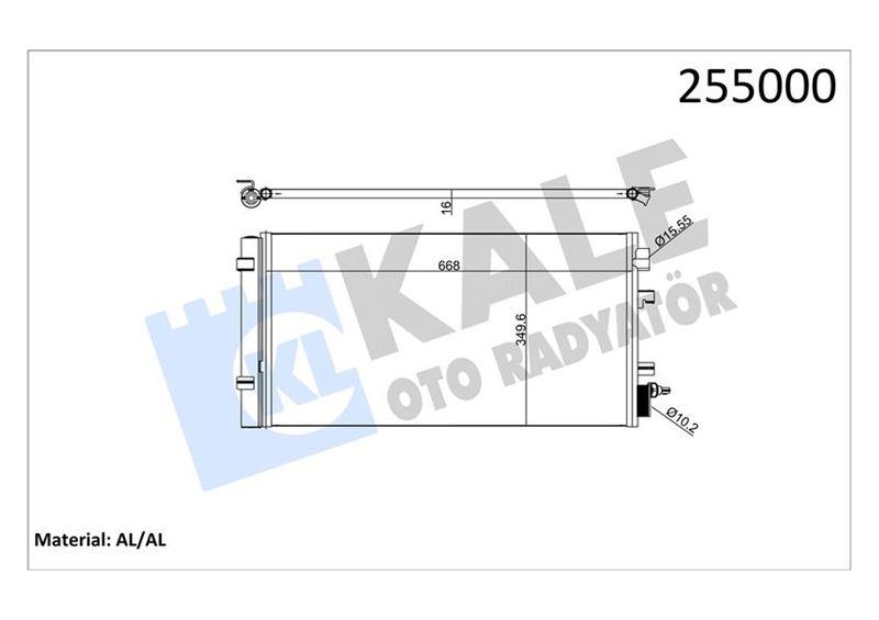 KLIMA RADYATORU RENAULT FLUENCE 10> (AL/BRZ) (MUSURSUZ) — KALE RADYATOR 980440 - KALE RADYATOR - OEM 921009956R