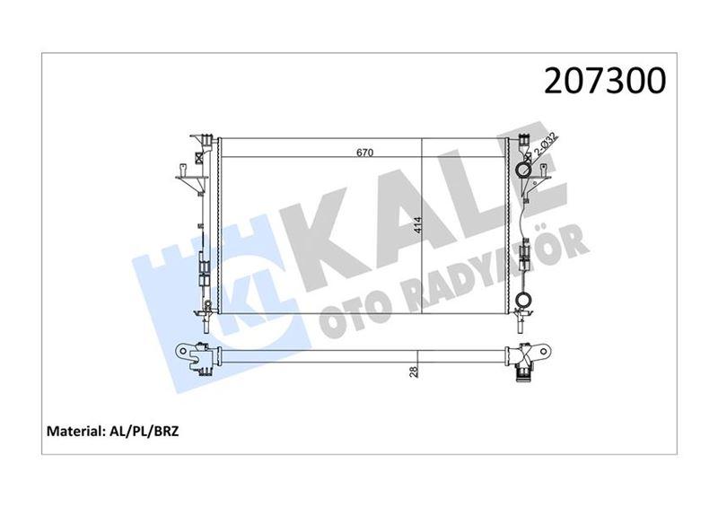RADYATÖR LGN II 1.6-1.8-2.0-1.9 DCI (AC+MEK+OTOM) (670x399x26) (2 SIRA AL SİSTEM) - KALE - OEM 8200008764