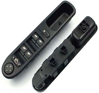 CAM AÇMA DÜĞMESİ (ANAHTARI) SOL ÖN PEUGEOT P307 (00-09) (DÖRTLÜ-MERKEZİ KİLİT DÜĞMELİ - AYNA AYARLI) - HELLUX - OEM 6554.KT