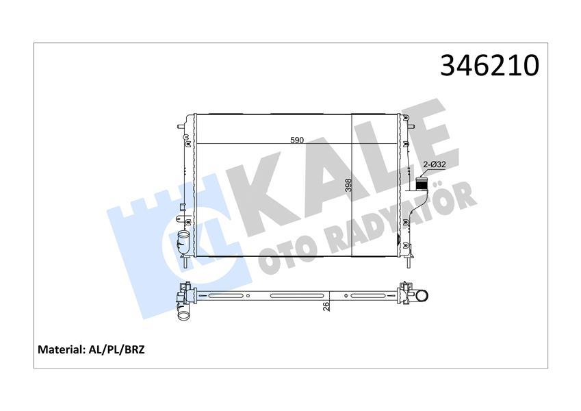 SU RADYATORU DACIA DUSTER 10> LOGAN 05> 1.5 DCI (MEK.SANZ. / AC+) (AL/PL/BRZ) - KALE RADYATOR - OEM 8200582026