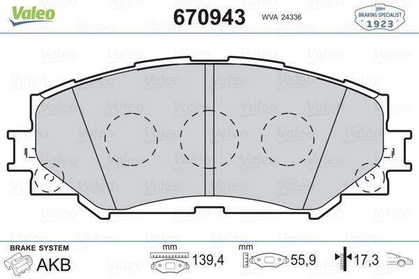 ÖN FREN BALATA TOYOTA AURIS. COROLLA 1.6L 1ZR-FE ZRE151 07-11 / 1.33L 1NR-FE NRE150 6 vites 10-12 - VALEO - OEM 0446542160