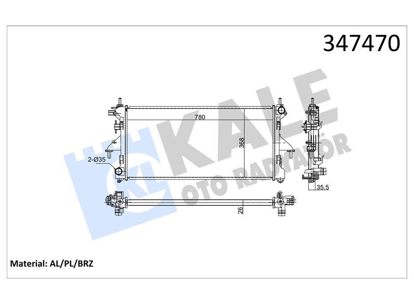 SU RADYATÖRÜ FIAT DUCATO 2.3D 06=> (MT) (BRAZING) (780x368x26) (3062308080) - KALE - OEM 1349196080