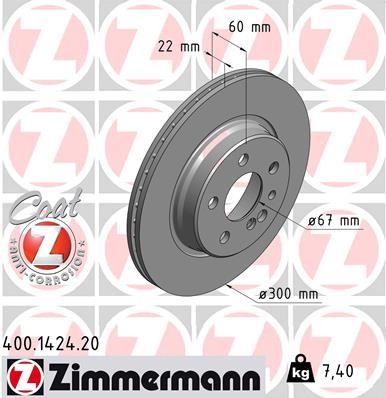 FREN DISKI ARKA MERCEDES S-CLASS W140 W220 - ZIMMERMANN - OEM A1404230412