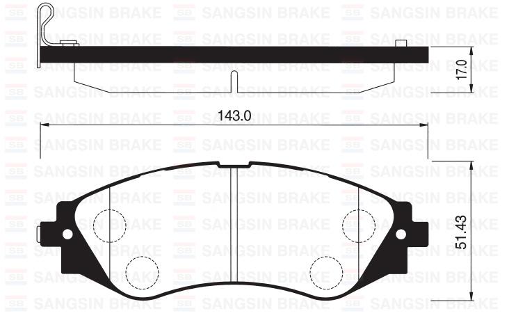 ÖN FREN BALATASI LACETTI 1.4-1.6-1.8 2.0D 04> NUBIRA 1.4-1.6-1.8 2.0D 04> - SANGSIN - OEM 96405129