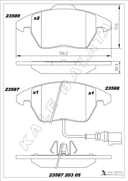 ÖN BALATA FİŞLİ CADDY III 04=> GOLF IV V VI 97=> JETTA PASSAT 05=> POLO 09=> OCTAVIA 04=> - KALE - OEM 1K0698151