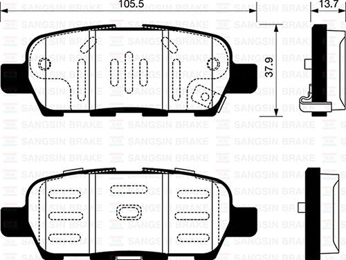 ARKA FREN BALATA NISSAN QASHQAI 1.6L 2.0L HR16 HR20 J10 06-10 / JUKE 1.5L Dci F15 10-> 1.6L HR16DE F15 10-> / MURANO 3.5L Z51 DCi 08-> / X-TRAIL 2.0L M9R MR20DE T31 07-13 - SANGSIN - OEM 44060AL585
