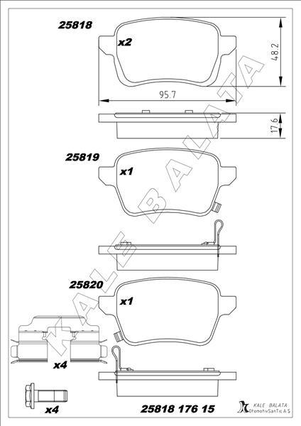 ARKA FREN BALATASI OPEL CORSA E 14>19 ADAM 14 - KALE - OEM 95517078