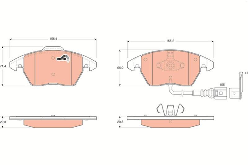ÖN BALATA FİŞLİ CADDY III 04=> GOLF IV V VI 97=> JETTA PASSAT 05=> POLO 09=> OCTAVIA 04=> - TRW - OEM 1K0698151