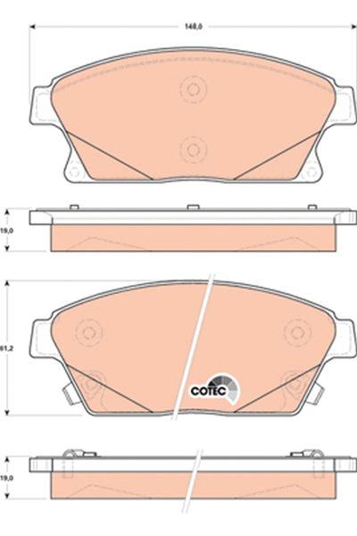 ÖN FREN BALATASI ASTRA J 10> MOKKA 13> ZAFIRA C 11> CRUZE 09> TRAX 11> (16 İNÇ 300mm) - TRW - OEM 1605178