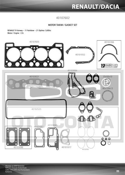 MOTOR TAKIM CONTASI R9 1.6 FAIRWAY-OPTİMA (KEÇELİ + SUBAP LASTİKLİ) - OTOCONTA - OEM 7701465227