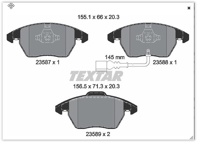 ÖN BALATA FİŞLİ CADDY III 04=> GOLF IV V VI 97=> JETTA PASSAT 05=> POLO 09=> OCTAVIA 04=> - TEXTAR - OEM 1K0698151