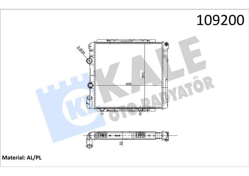 RADYATOR (109200) 2 SIRA AL+PL SISTEM R9 1.4 INJ. (ALIMINYUM) - KALE RADYATOR - OEM 7702262000