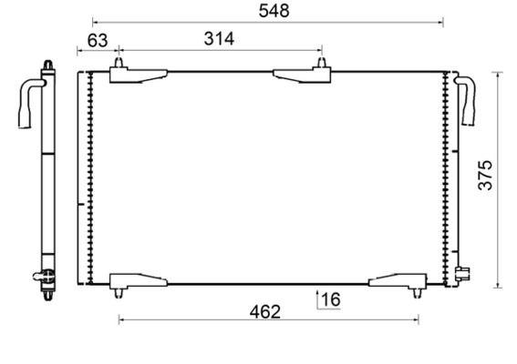 KLİMA RADYATÖRÜ (KONDENSER) PEUGEOT P206 98>09 1.1-1.4-1.6-2.0-1.4HDI-1.6HDI - MAHLE - OEM 6455.CJ