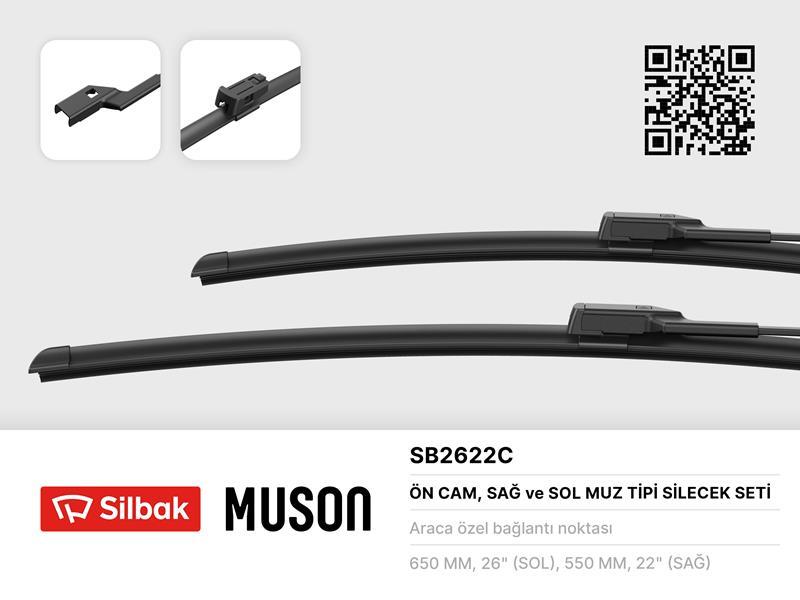 SİLECEK SÜPÜRGESİ 650/550mm (MUZ TİPİ) FIAT DUCATO 06> PSA BOXER-JUMPER 06> - SILBAK - OEM 1642334980-6426.PS-6426.PW-71805143