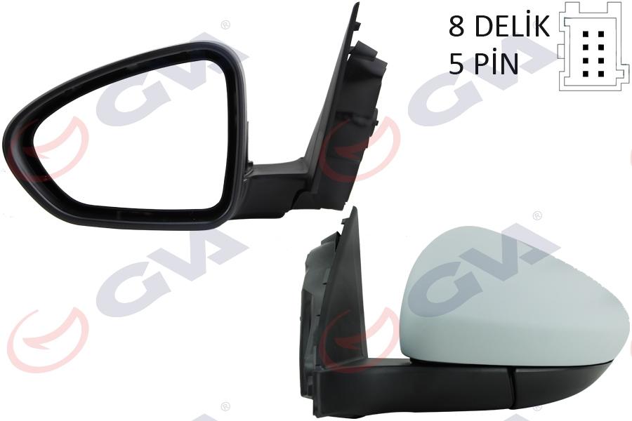 DIŞ DİKİZ AYNASI SOL EGEA 15> ELEKTRİKLİ+ISITMALI+ASTARLI+KONVEKS 5 FİŞ VM-6157EHPL - GVA - OEM 735646195
