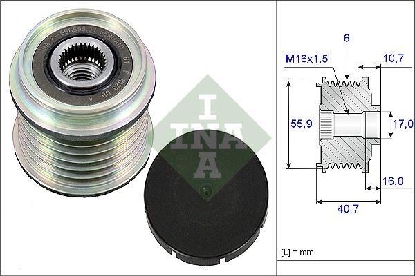 ALTERNATÖR KASNAĞI (RULMANLI) CLIO II-KNG-MGN-SCENIC 1.9DCI-1.9DTI-LGN II 1.8 16V-2.0 16V (F9Q) - INA - OEM 7701055871