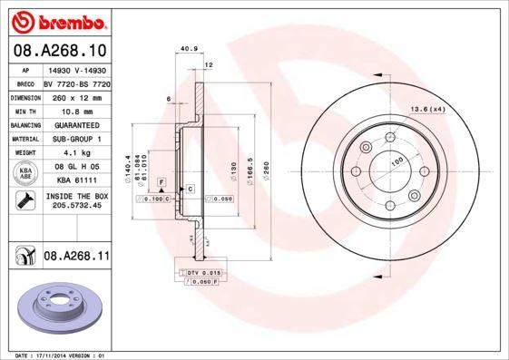 ÖN FREN DİSKİ RENAULT SYMBOL II 08> SYMBOL III 13> TWINGO I 96> DACIA LOGAN 06> LOGAN II MCV 12> SANDERO 08> SANDERO II 13> (259x12) 4 DELİK - BREMBO - OEM 402065345R