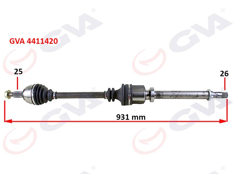 KOMPLE AKS SAĞ MEGANE 3-FLUENCE 1.5 DCİ 6 VİTES 09=> (931mm) - GVA - OEM 8200725502