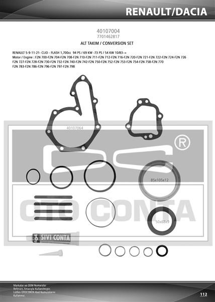 MOTOR ALT TAKIM CONTASI KECELI SIVI CONTALI RENAULT R9 R21 1.7 F1N720 F2N700 710 722 - OTOCONTA - OEM 7701462817