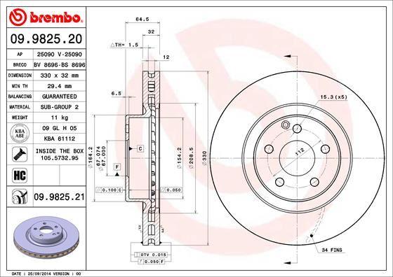 FREN DISKI ON MERCEDES C219 W211 S211 X204 - BREMBO - OEM A2044212912