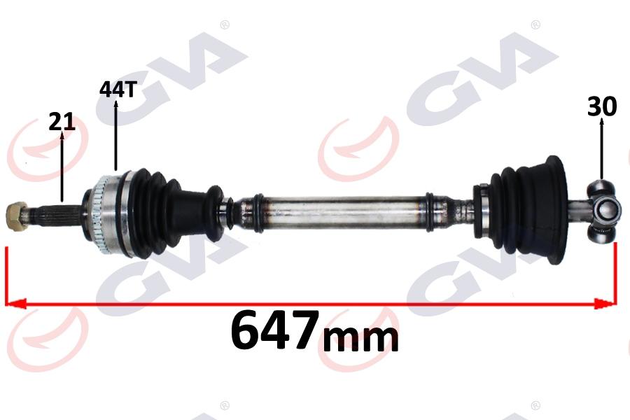 KOMPLE AKS SOL MEGANE I 1.4/1.6 (96-03) ABS`Lİ (44DİŞ) (647mm) - GVA - OEM 7701352595