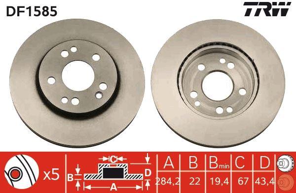 FREN DISKI ON MERCEDES W201 W124 S124 C124 A124 R107 - TRW - OEM A1244211612